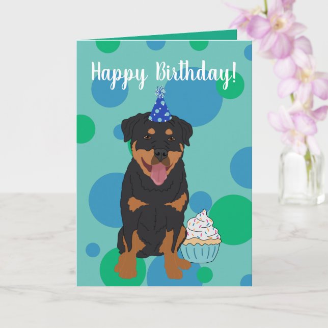 Cartão de Aniversário Rottweiler (Orquídea)