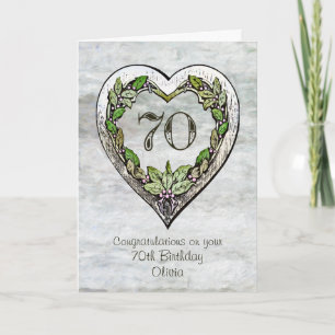 Cartão de Aniversário Rustic 70 de Nome Personaliz