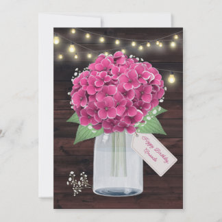 Cartão de Aniversário Rústico Floral Rosa para Irm