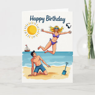 Cartão de Aniversário Salto na Praia Alegre