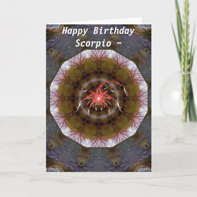 Cartão de Aniversário Scorpio Mandala (Frente)