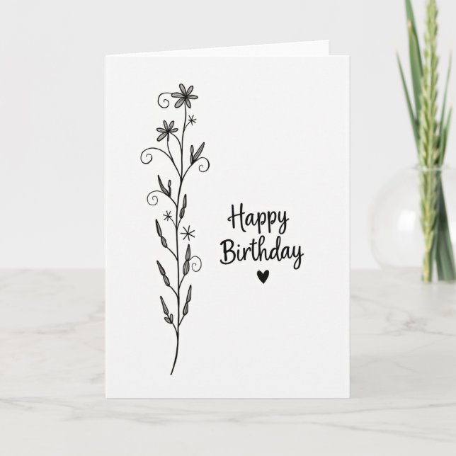 Cartão de Aniversário Script Bloom (Frente)