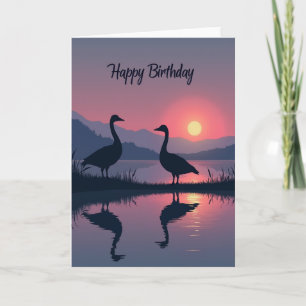 Cartão de Aniversário Sereno à Beira do Lago