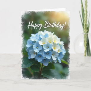 Cartão de Aniversário Sereno Azul em Flor