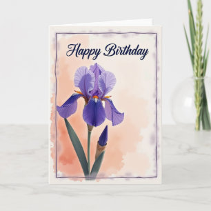 Cartão de Aniversário Sereno com Íris Violeta