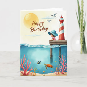 Cartão de Aniversário Sereno da Linha de Água