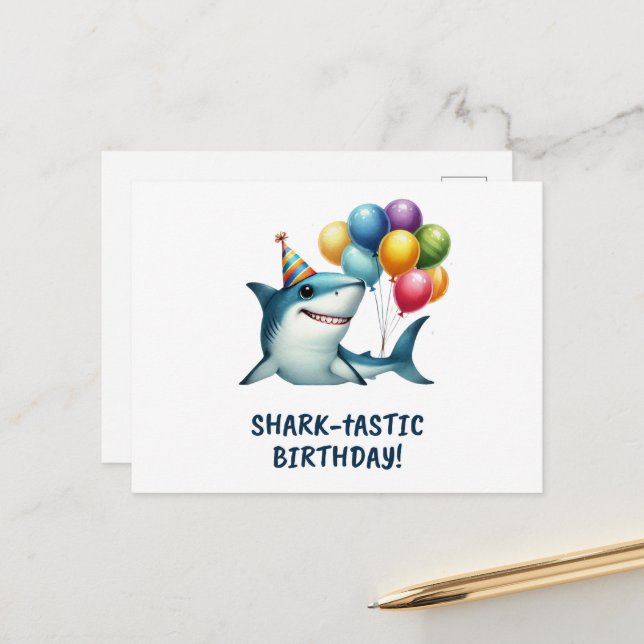 Cartão de Aniversário Shark-tastic (Frente/Verso In Situ)