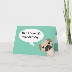 Cartão de aniversário simples do Pug
