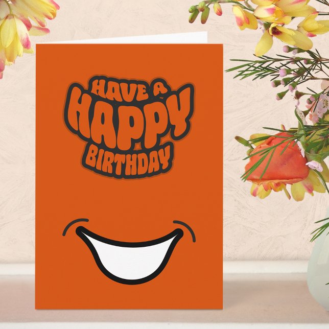 Cartão de Aniversário Simples e Moderno Dobrado (Birthday Card - Orange)