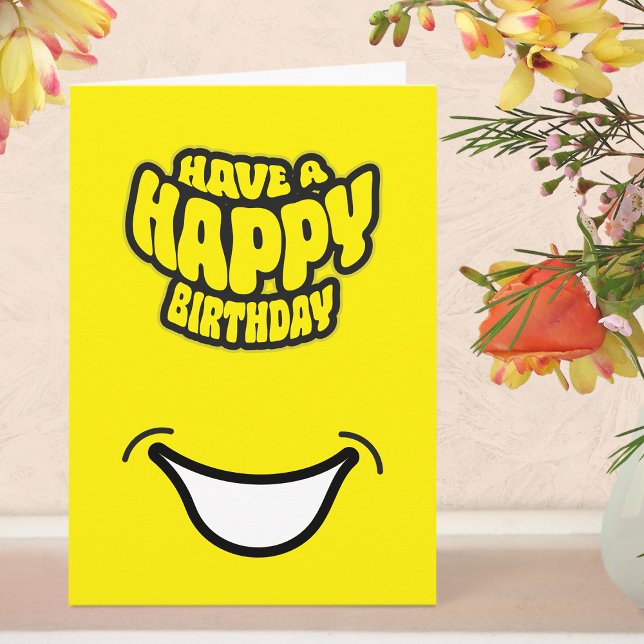 Cartão de Aniversário Simples e Moderno Dobrado (Birthday Card - Yellow)