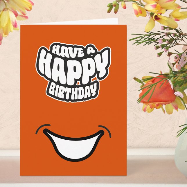 Cartão de Aniversário Simples e Moderno Dobrado (Birthday Card - Orange)