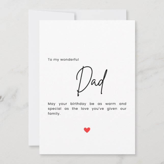 Cartão de Aniversário Simples para o Papai (Frente)