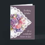 Cartão de Aniversário Sister-in-law do Buquê Flor<br><div class="desc">Buquê Vintage Flower para seu dentro de aniversário da Irmã inclui: Que você seja banhado com o amor e a alegria de Deus no seu dia especial e todos os dias</div>
