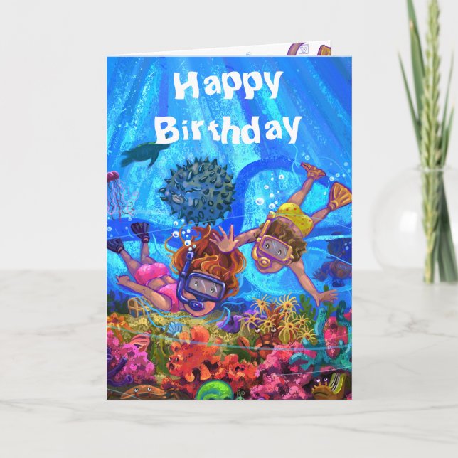 Cartão de Aniversário Sob o Mar (Frente)