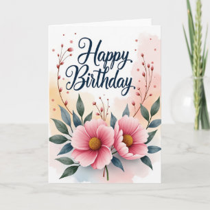Cartão de Aniversário Soft Rose Birthday Bloom