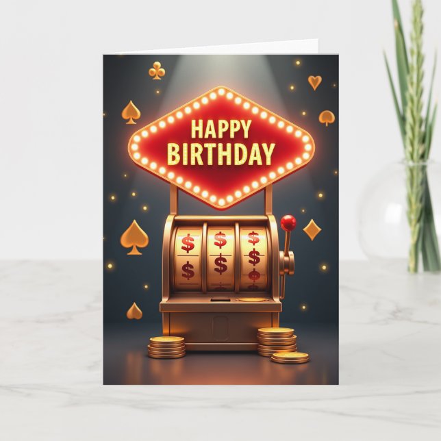 Cartão de Aniversário Sorte Dourada (Frente)