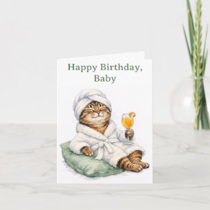 Cartão de Aniversário Spa Kitty