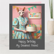 Cartão de Aniversário | Sphynx Cat Lady with Birth