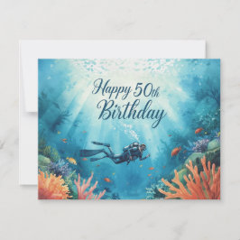 cartão de aniversário subaquático de 50 anos de me