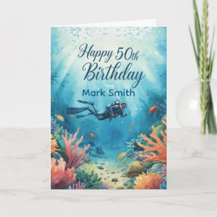 Cartão de aniversário subaquático de 50 anos de me