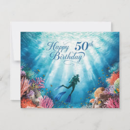 Cartão de aniversário subaquático de 50 anos Scuba