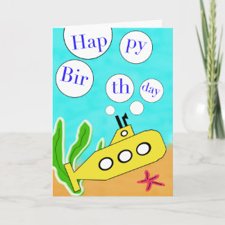 Cartão de Aniversário Submarino Amarelo