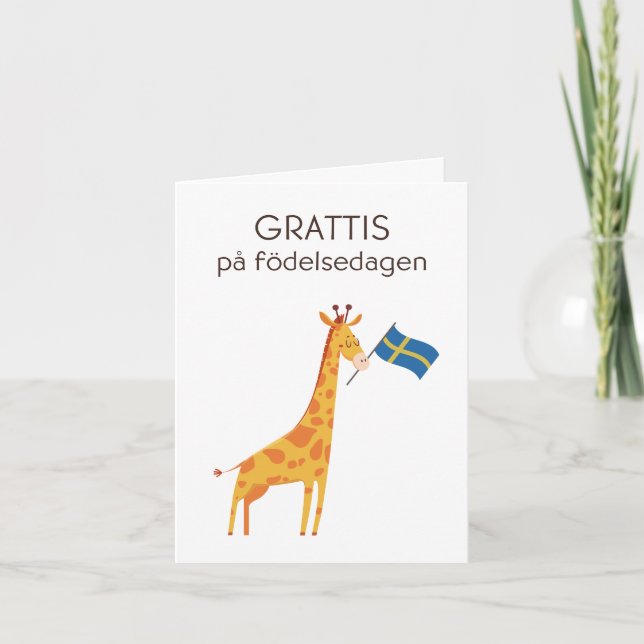 Cartão de Aniversário Sueco - Grattis på födelseda (Frente)