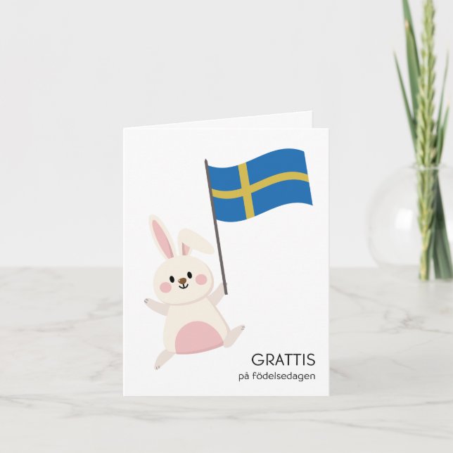 Cartão de Aniversário Sueco - Grattis på födelseda (Frente)