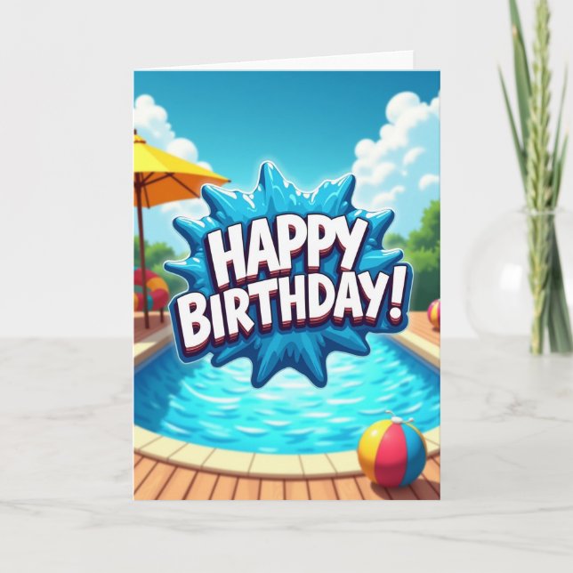 Cartão de Aniversário Summer Splash (Frente)
