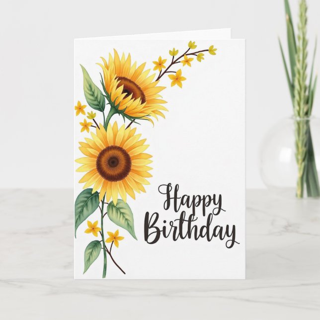 Cartão de Aniversário Sunlit Bloom (Frente)