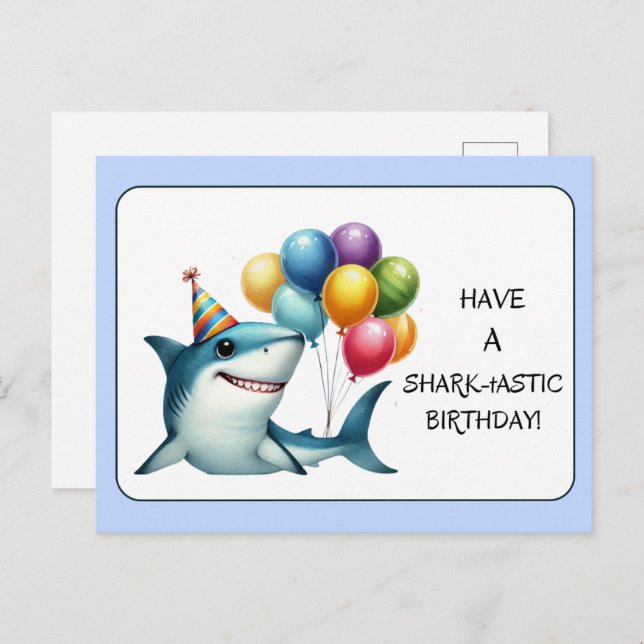 Cartão de Aniversário Super Tubarão (Frente/Verso)