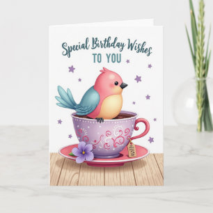 Cartão de Aniversário Sweet Bird Teacup
