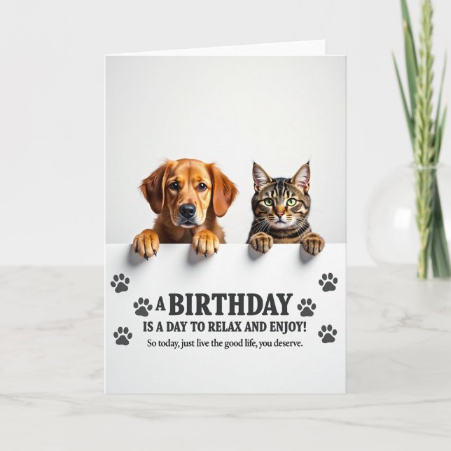 Cartão de Aniversário Sweet Paws (Frente)