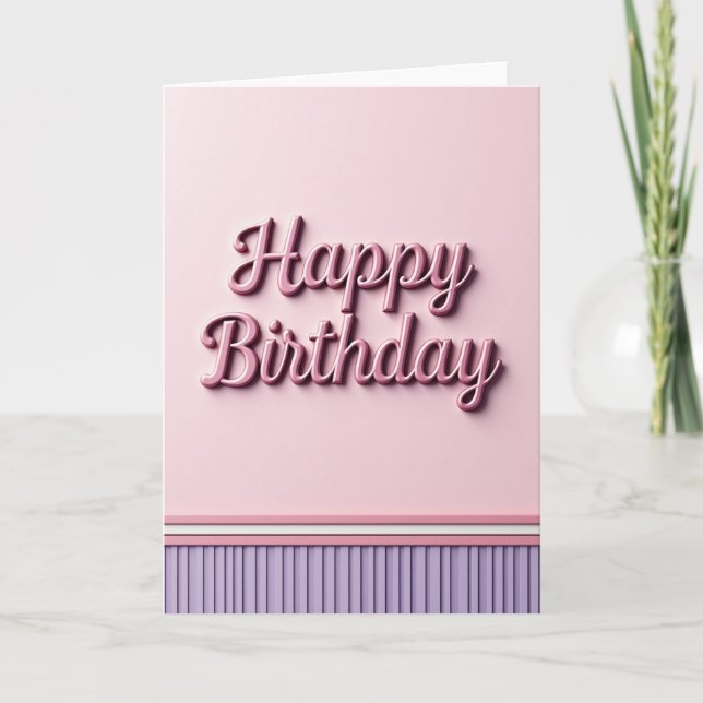 Cartão de Aniversário Sweet Pink Script (Frente)