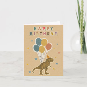 Cartão de Aniversário T-Rex - Partido Dinossauro