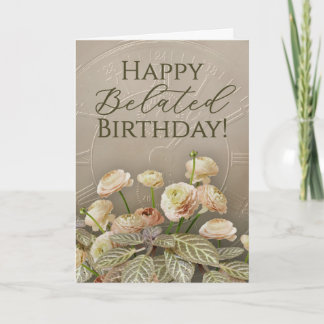 Cartão de Aniversário Tardio Floral Neutro