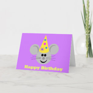 Cartão de Aniversário Tema Rato Feliz Aniversário