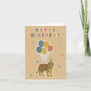 Cartão de aniversário Tiger - Estilo de colagem re