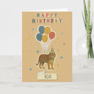 Cartão de aniversário Tiger - Nome personalizado