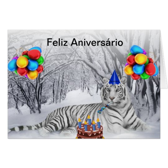 Cartão de Aniversário Tigre Branco