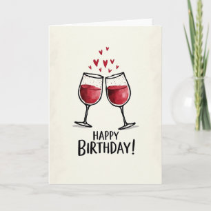 Cartão de Aniversário Tinir de Copos