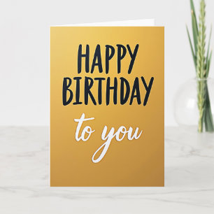 Cartão de Aniversário Tipográfico Amarelo