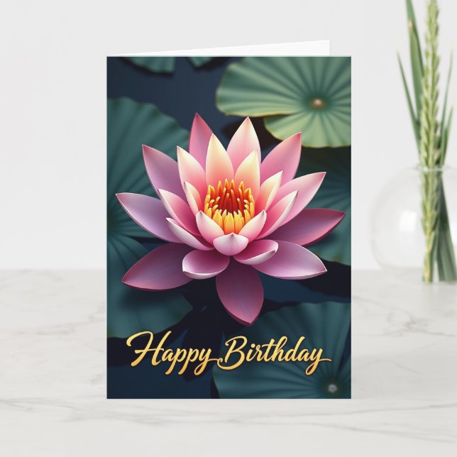 Cartão de Aniversário Tranquil Bloom (Frente)