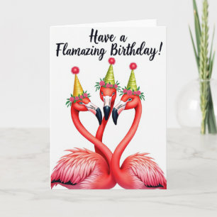 Cartão de Aniversário Trio de Flamingos