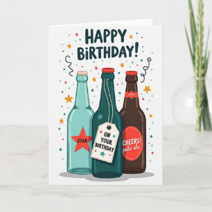 Cartão de Aniversário Trio de Garrafas Alegres