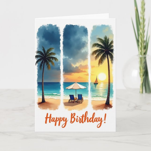Cartão de Aniversário Tropical (Frente)