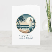 Cartão de Aniversário Tropical de Clube de Praia