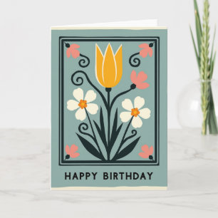 Cartão de Aniversário Tulipa Emoldurada