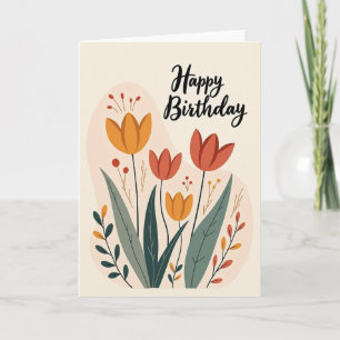 Cartão de Aniversário Tulipa Laranja