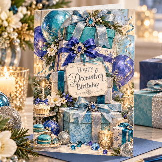 Cartão de Aniversário Turquesa de Dezembro
